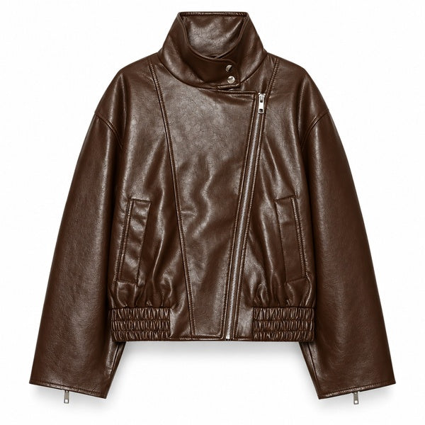 Brown asymmetric-zip bomber front
