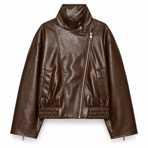 Brown asymmetric-zip bomber front