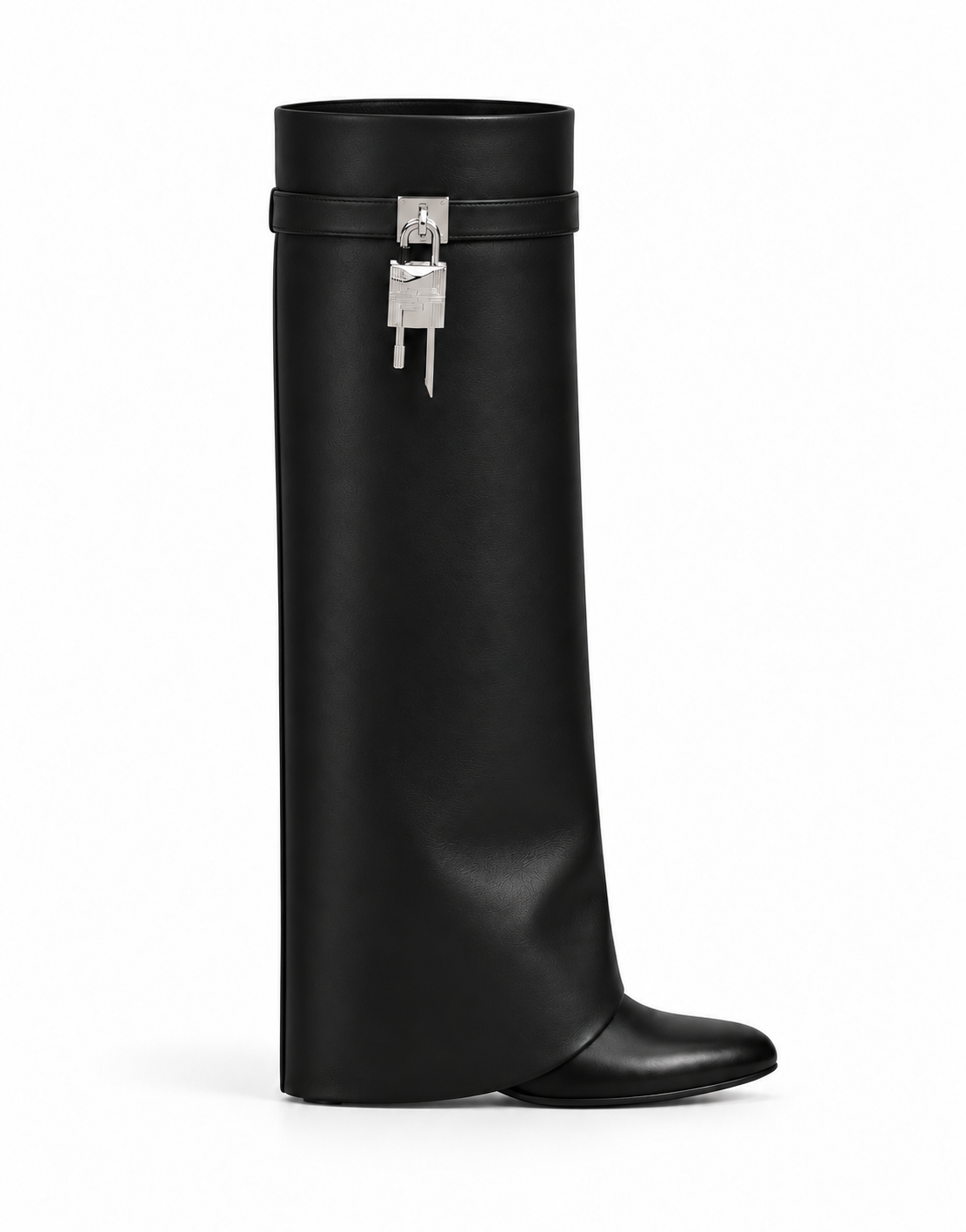 Bellinna Black Leather Boots — side view