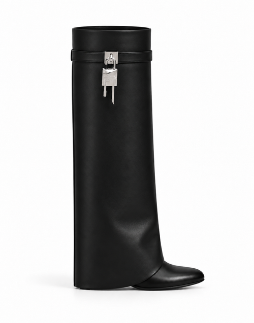 Bellinna Black Leather Boots — side view