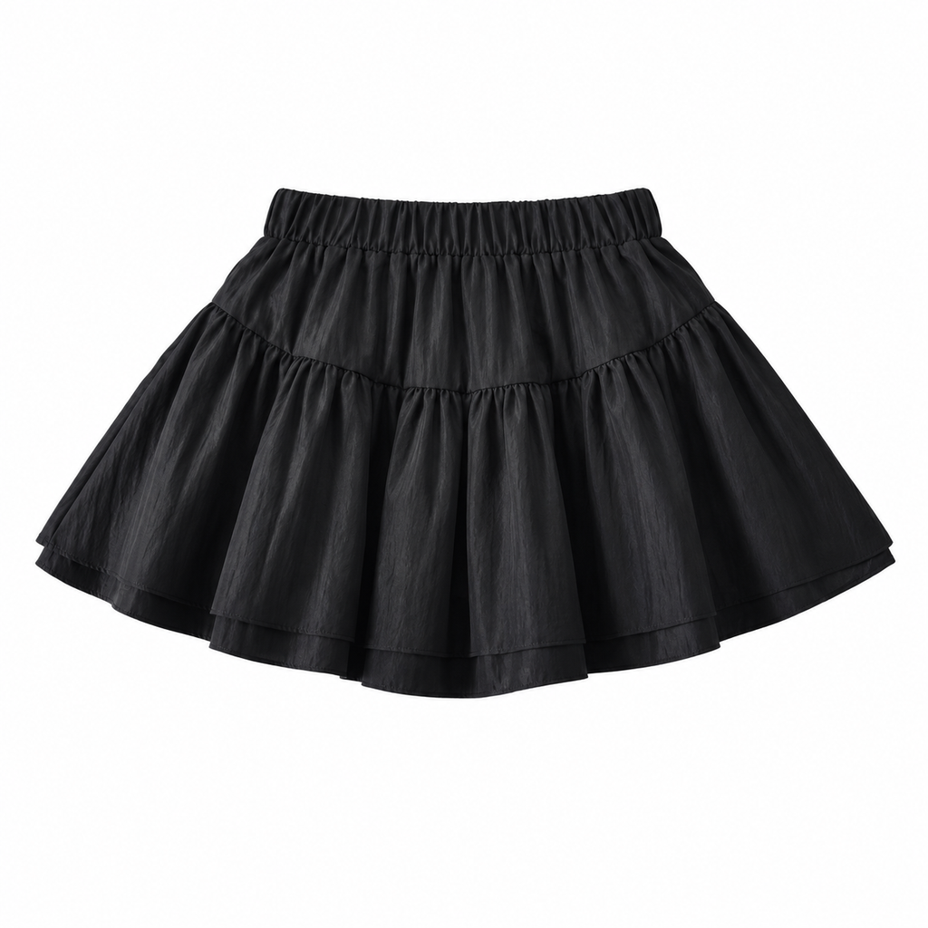 Black Bow Tiered Mini Skirt — back view