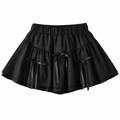 Black Bow Tiered Mini Skirt — front view