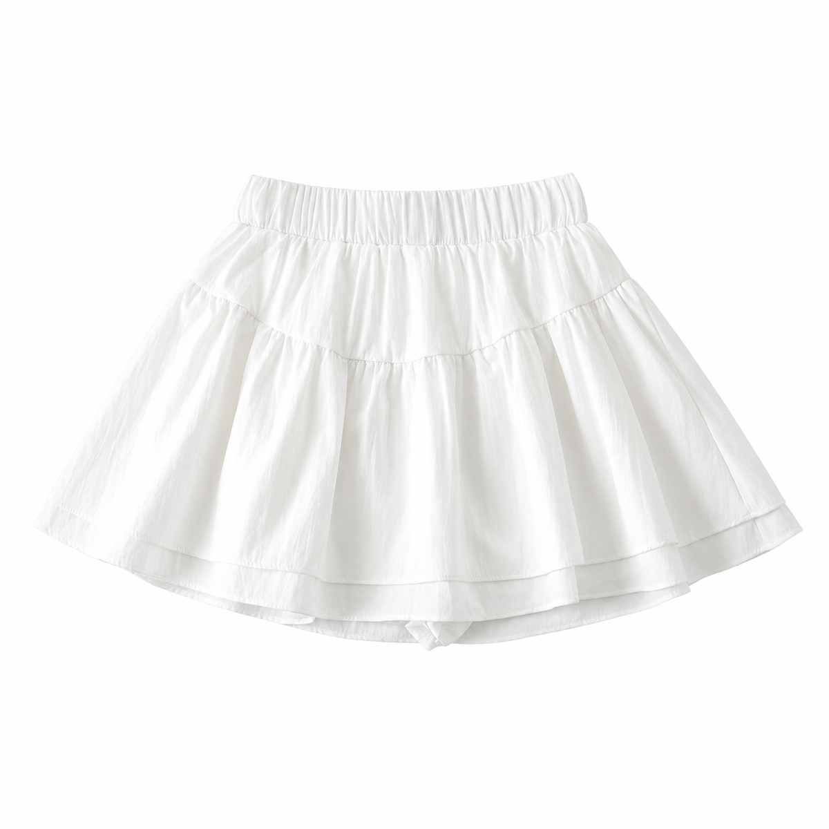 White Bow Tiered Mini Skirt — back view