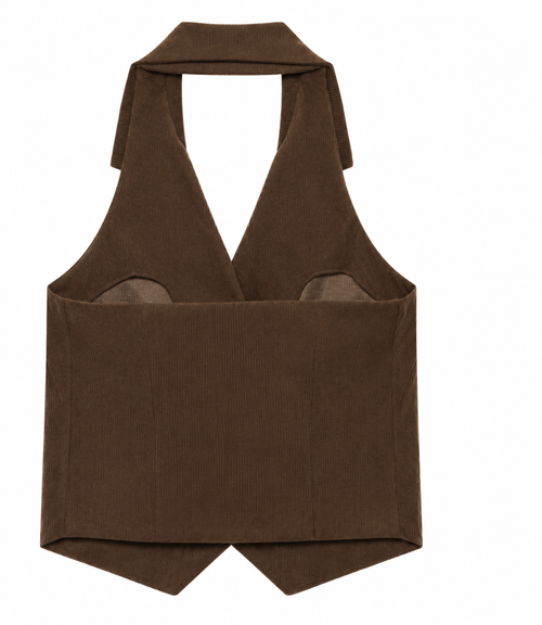 Brown halter waistcoat back