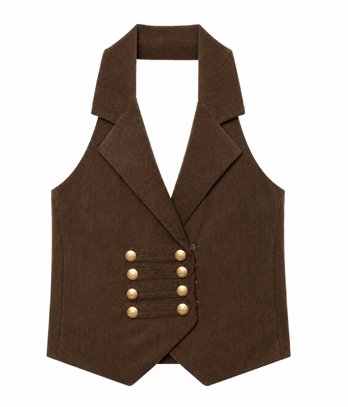 Brown halter waistcoat front