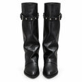 Black Studded-Strap Boots — front view