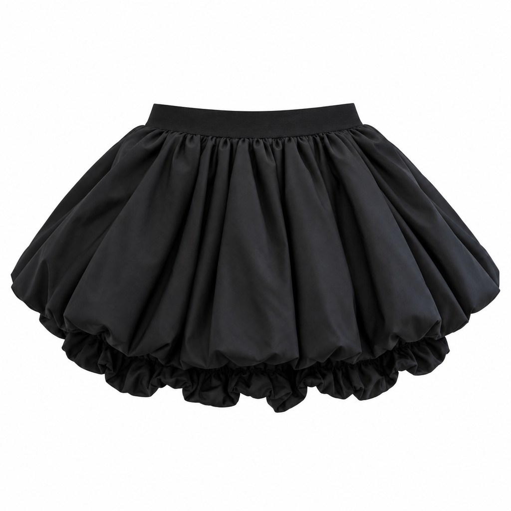 Black Bubble Mini Skirt — back view
