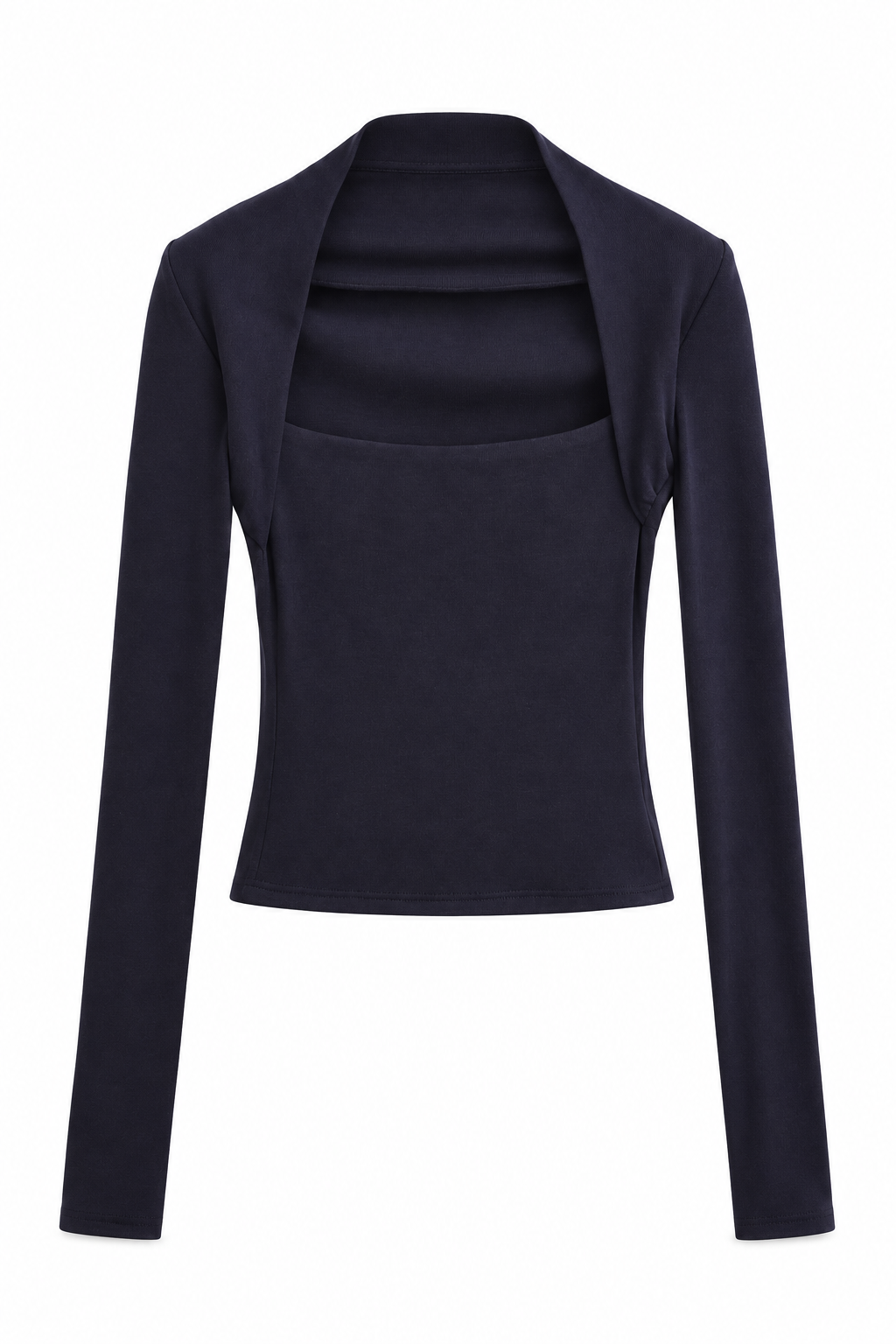 Bellinna draped-collar knit top - Navy - front