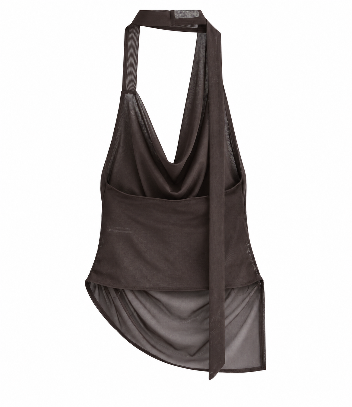 Black Bellinna Draped Halter Top — back view