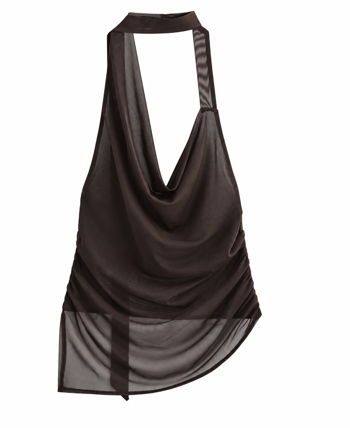 Black Bellinna Draped Halter Top — front view
