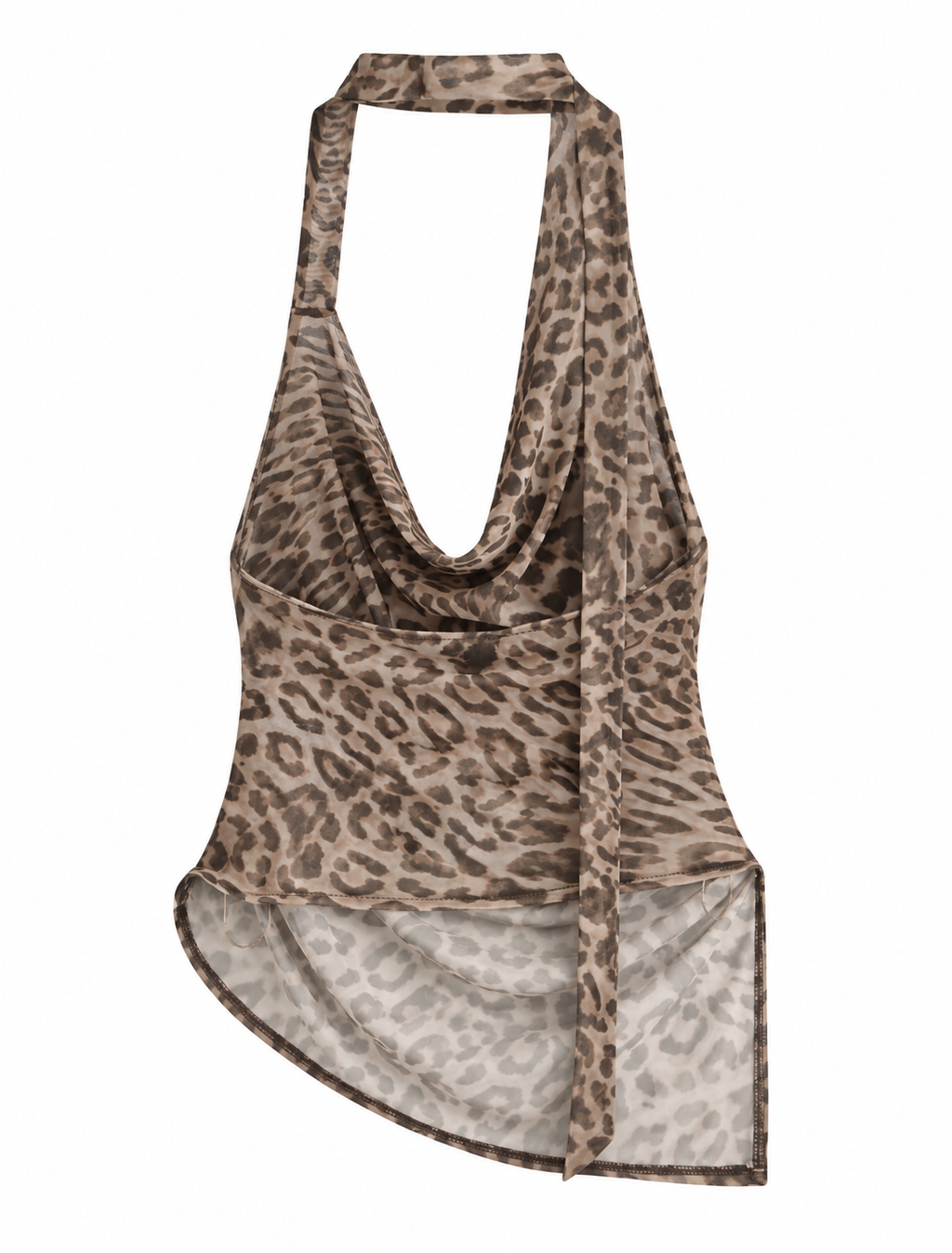 Draped halter leopard-back