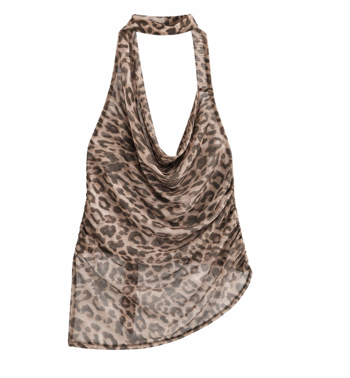 Draped halter leopard-front
