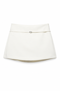 Bellinna Ivory Cord-Belt Mini Skirt, Ivory, front product view