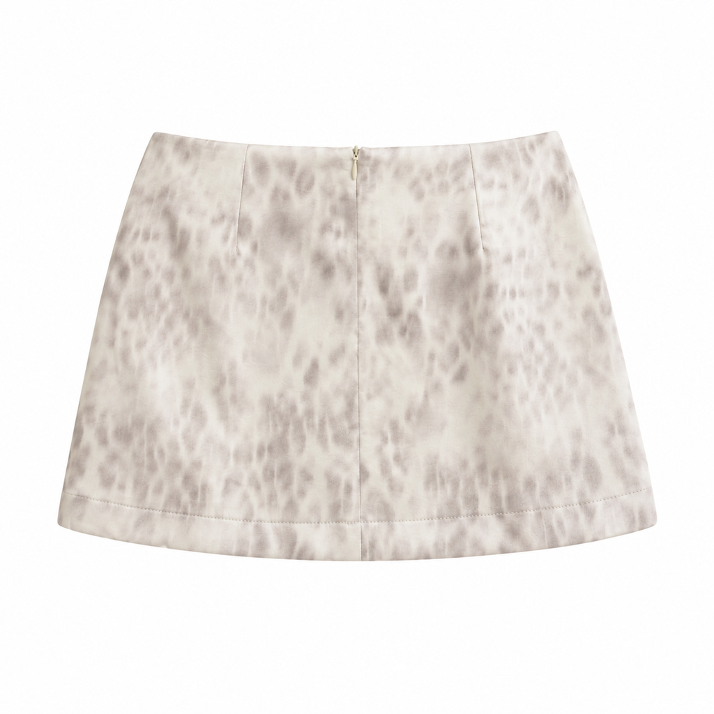 Ivory Soft-Pattern Mini Skirt back view