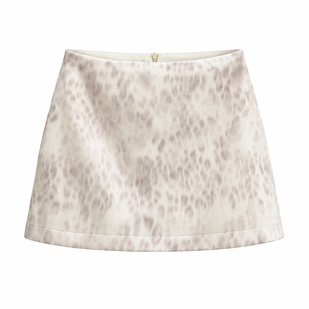 Ivory Soft-Pattern Mini Skirt front view