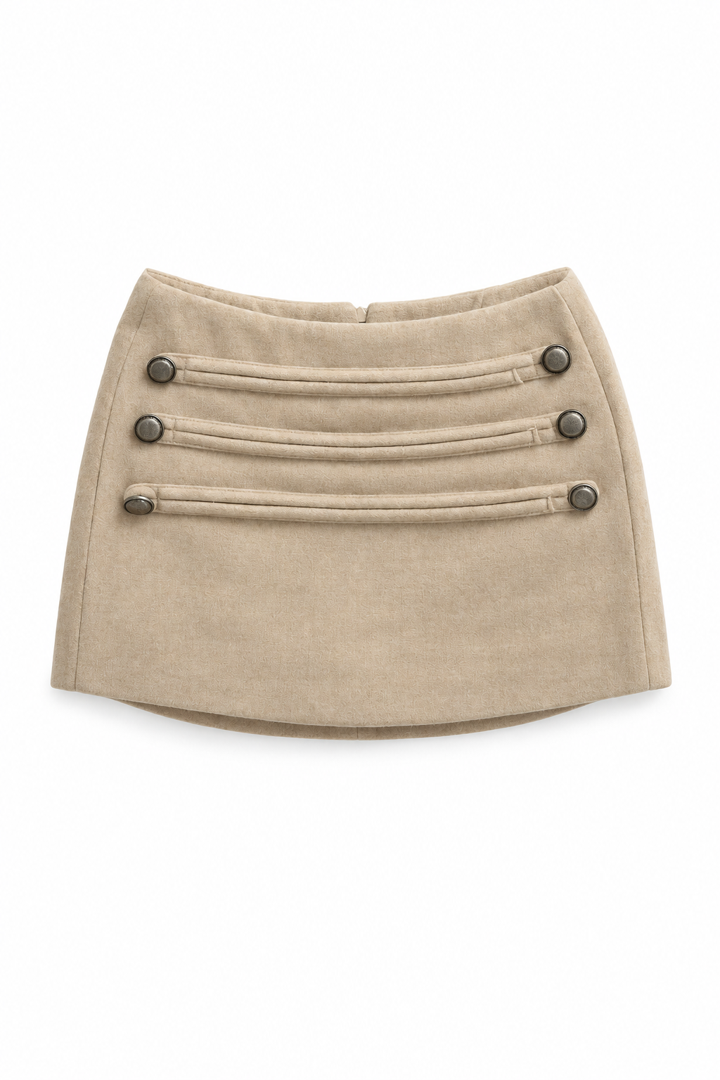 Bellinna Six-Button Trim Mini Skirt, Beige, front product view
