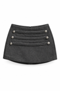 Bellinna Six-Button Trim Mini Skirt, Gray, front product view