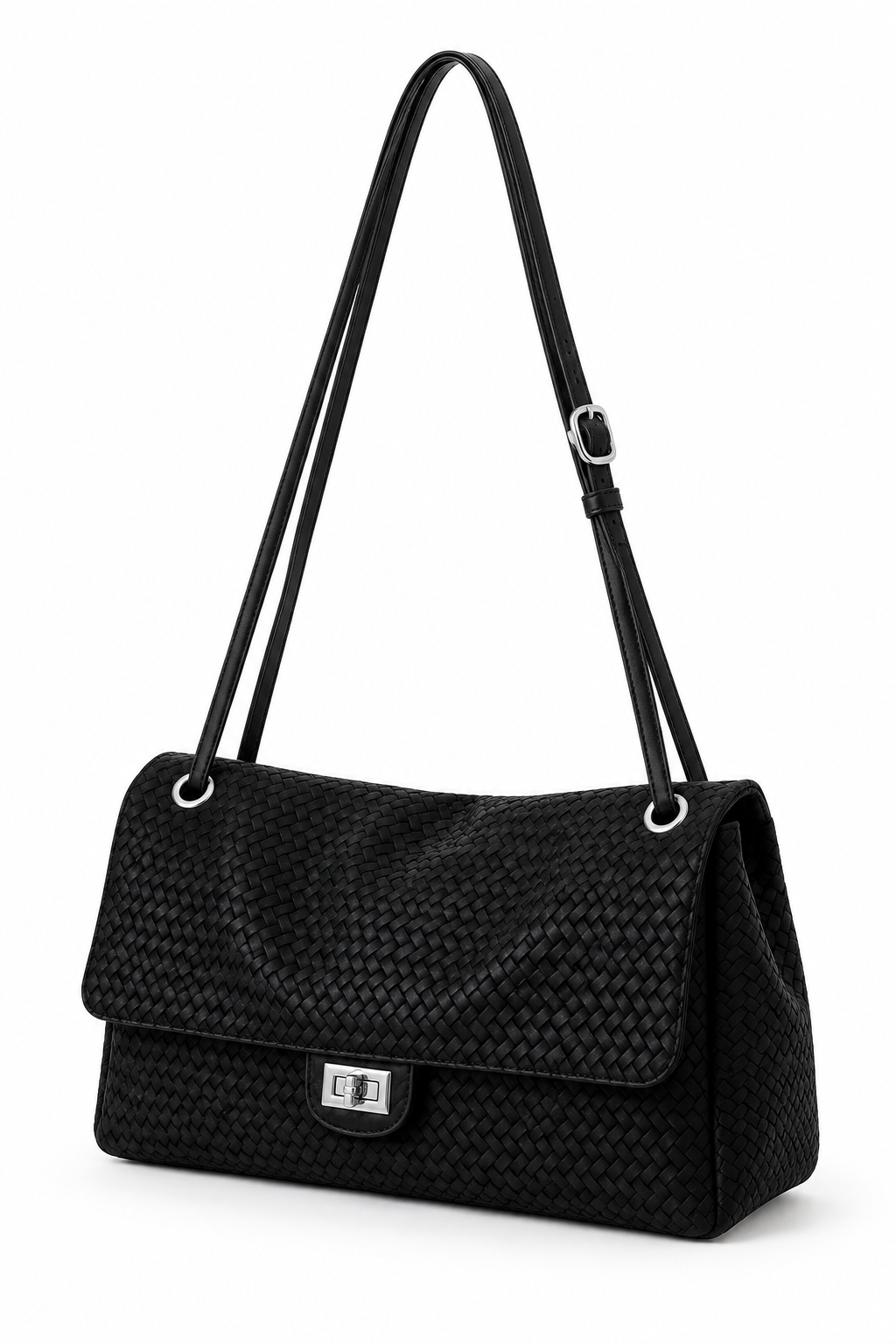 Black grommet bag, side view