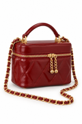 Burgundy vanity bag, side view