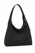 Black woven hobo bag, side view