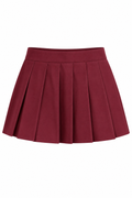 Bellinna Tailored Pleated Mini Skirt Burgundy front