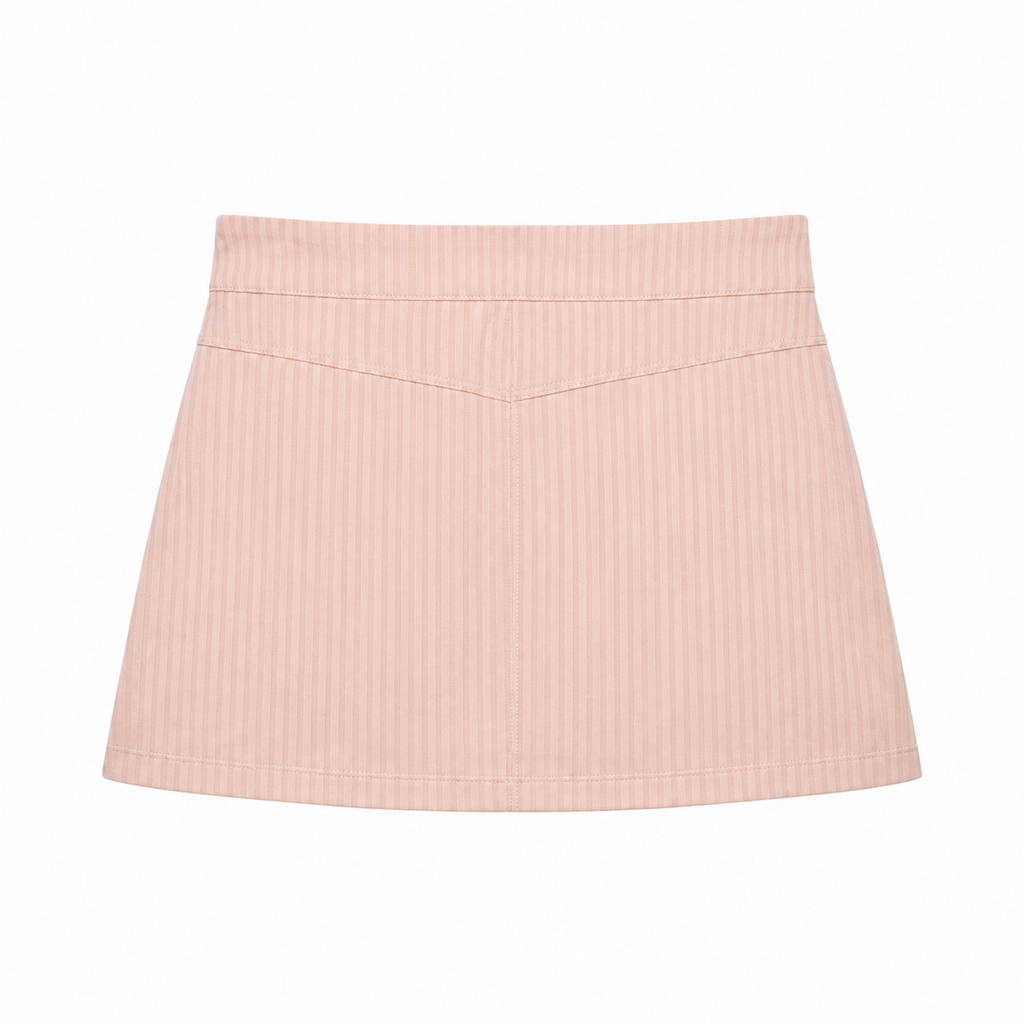 Pink Lace-Up Pocket Ribbed Mini Skirt back view