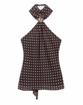 Brown Bellinna Polka Dot Halter Top — front view
