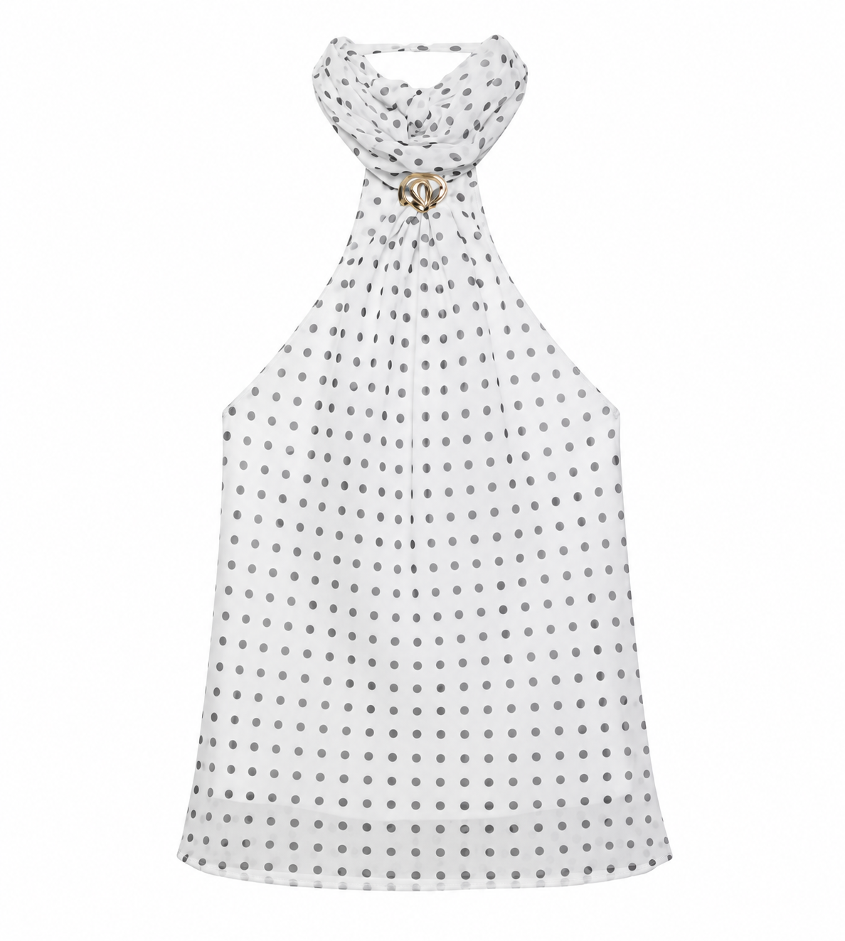 White Bellinna Polka Dot Halter Top — front view