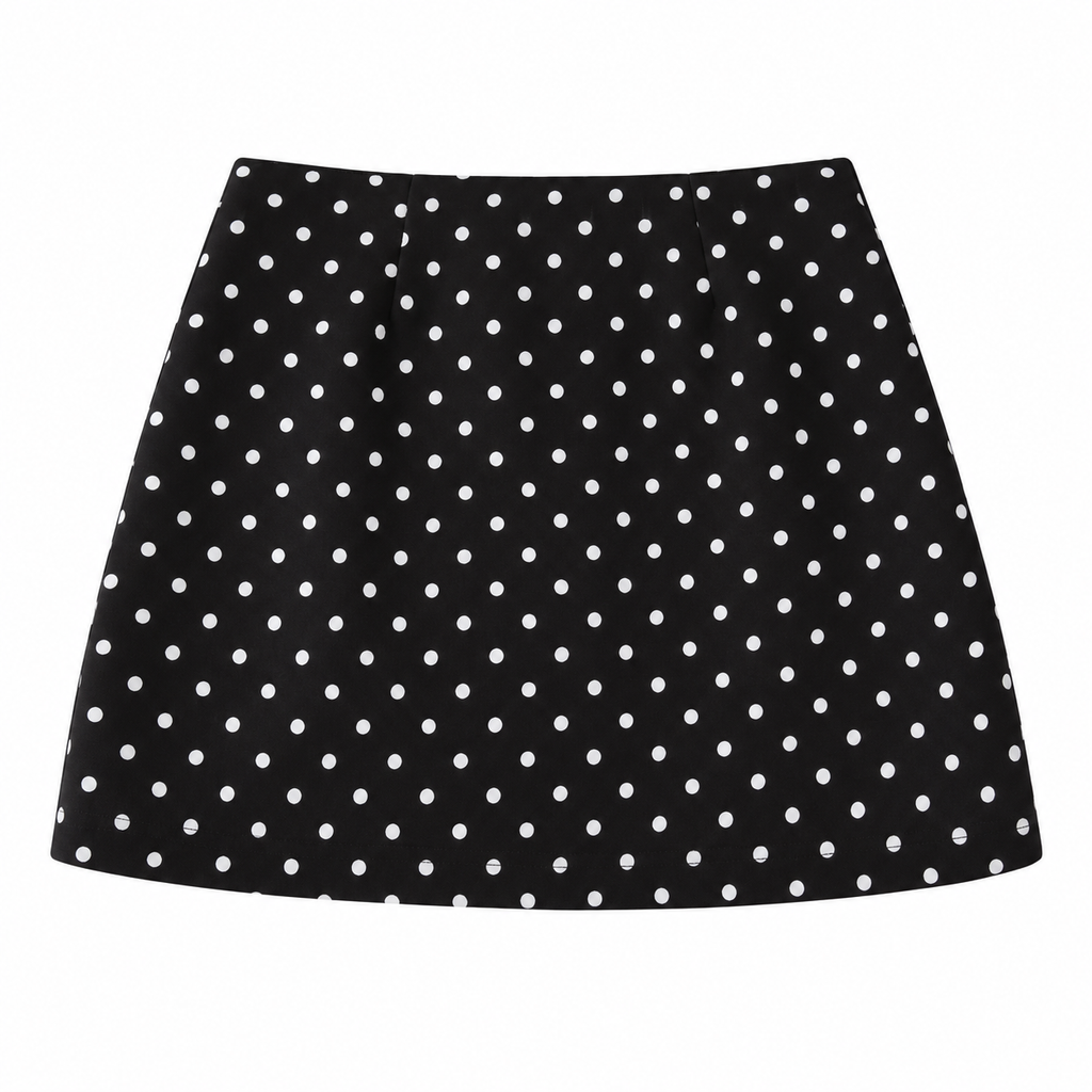 Black Bellinna Polka Dot Mini Skirt — back view