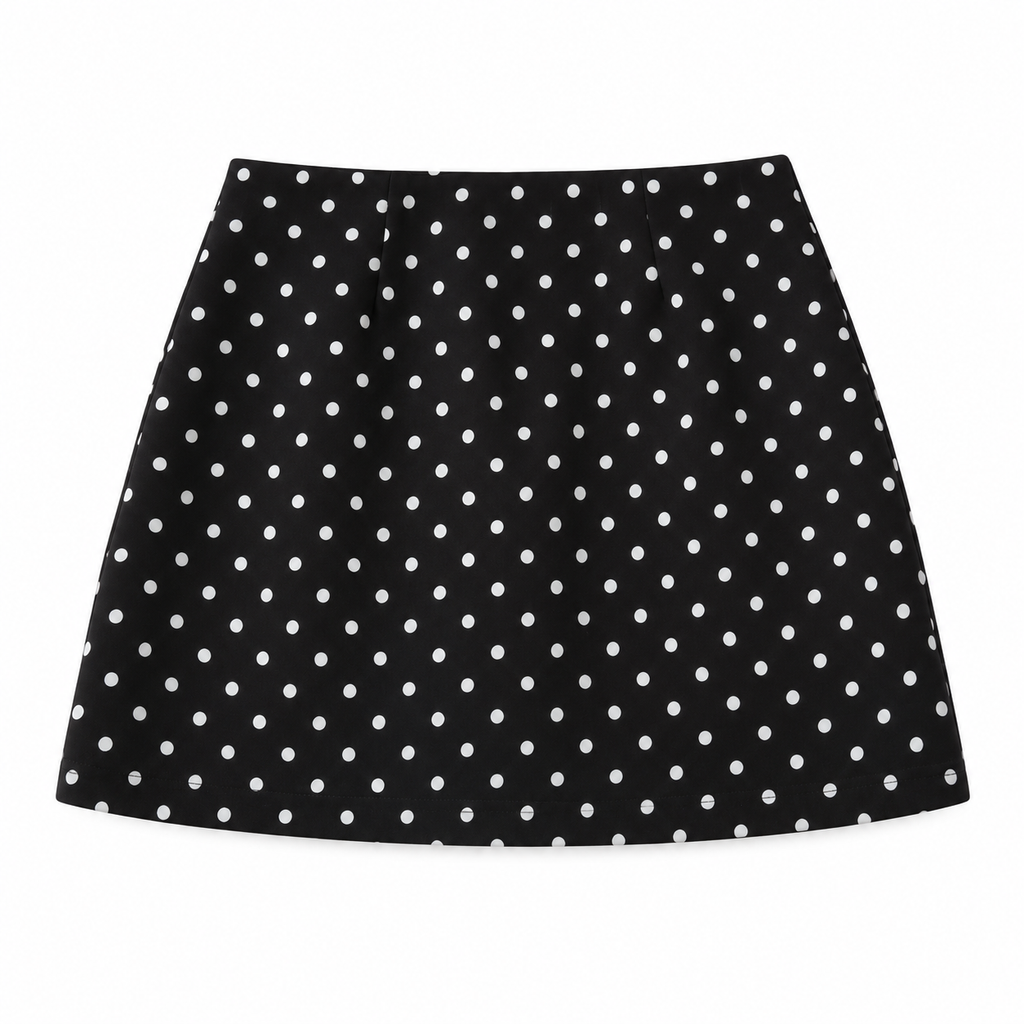 Black Bellinna Polka Dot Mini Skirt — front view