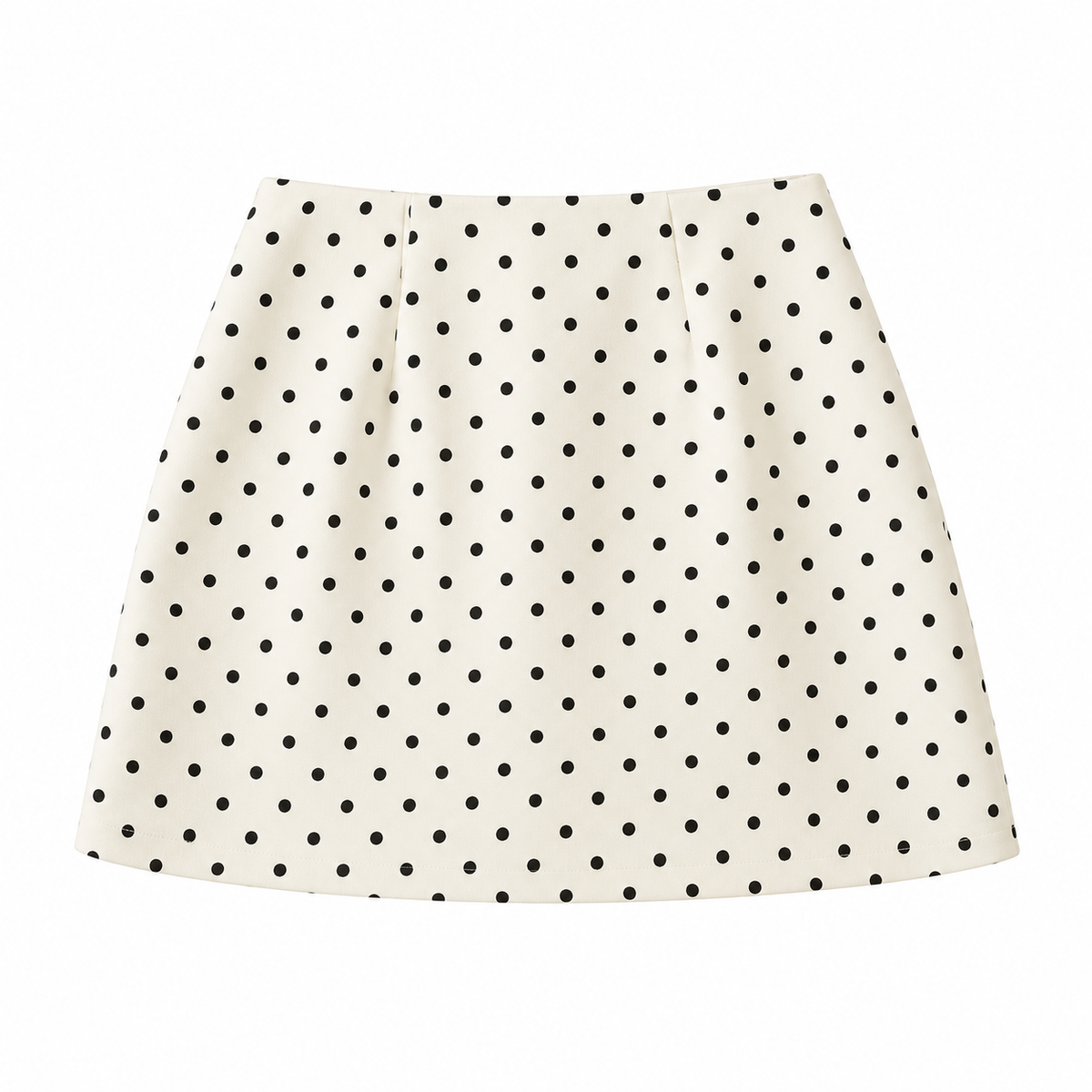 White Polka Dot Mini Skirt — front view