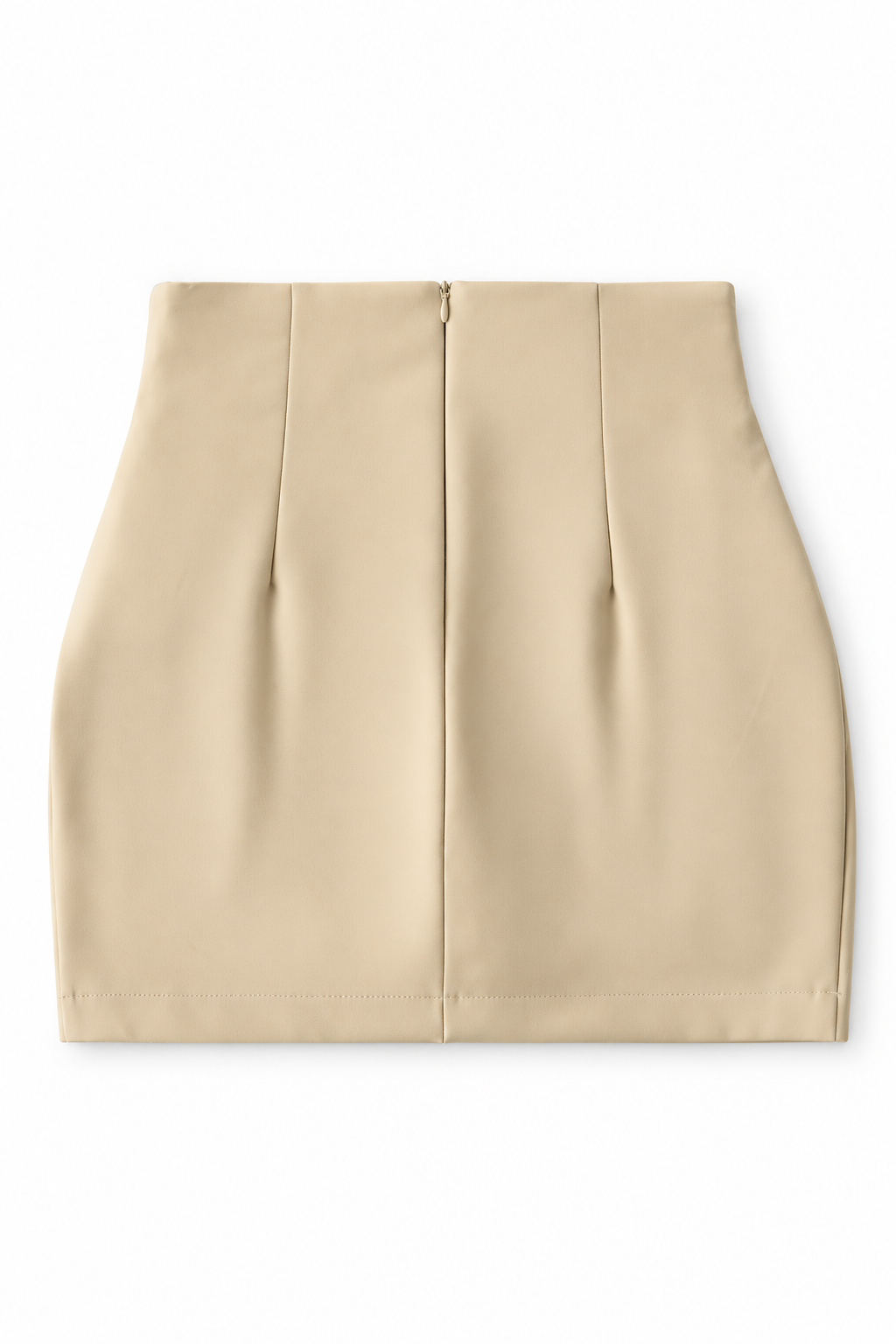 Bellinna Three-Button Ruched Mini Skirt, Apricot, back product view