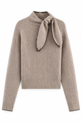 Bellinna scarf-tie knit sweater - Taupe - front