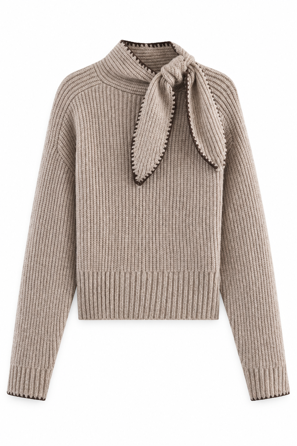Bellinna scarf-tie knit sweater - Taupe - front