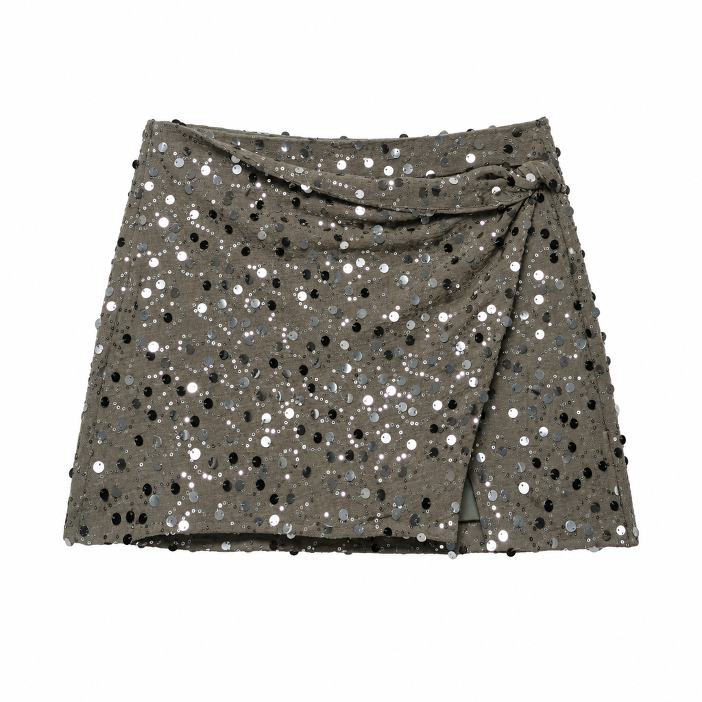 Bellinna Sequin Draped Wrap Mini Skirt – BELLINNA®