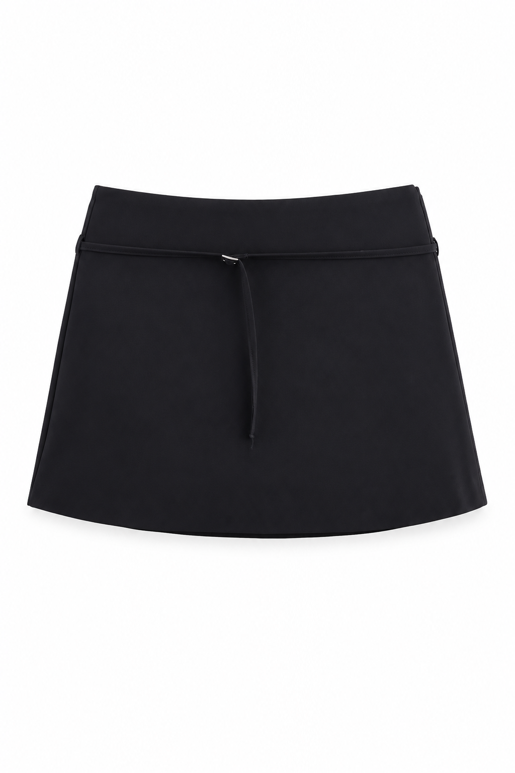 Bellinna Fine-Belt A-Line Mini Skirt – Black, front view