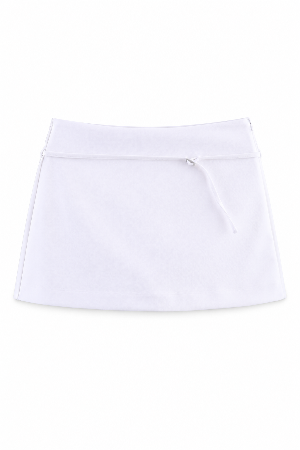 Bellinna Fine-Belt A-Line Mini Skirt – White, front view