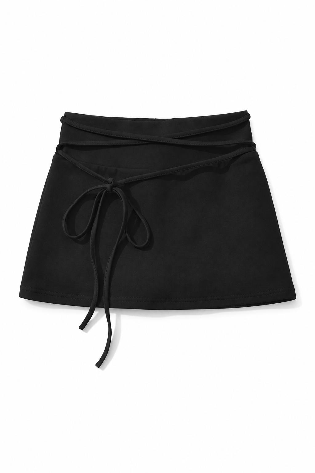 Bellinna Cross-Tie Mini Skirt, Black, front product view