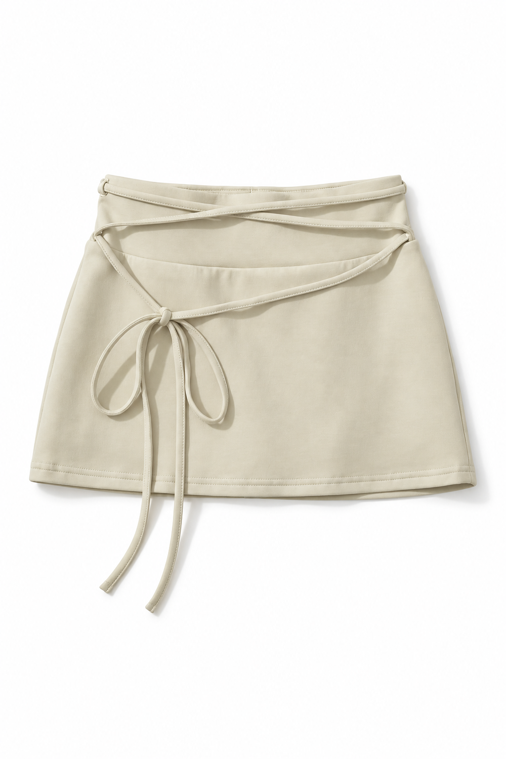 Bellinna Cross-Tie Mini Skirt, Cream, front product view
