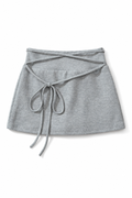 Bellinna Cross-Tie Mini Skirt, Gray, front product view