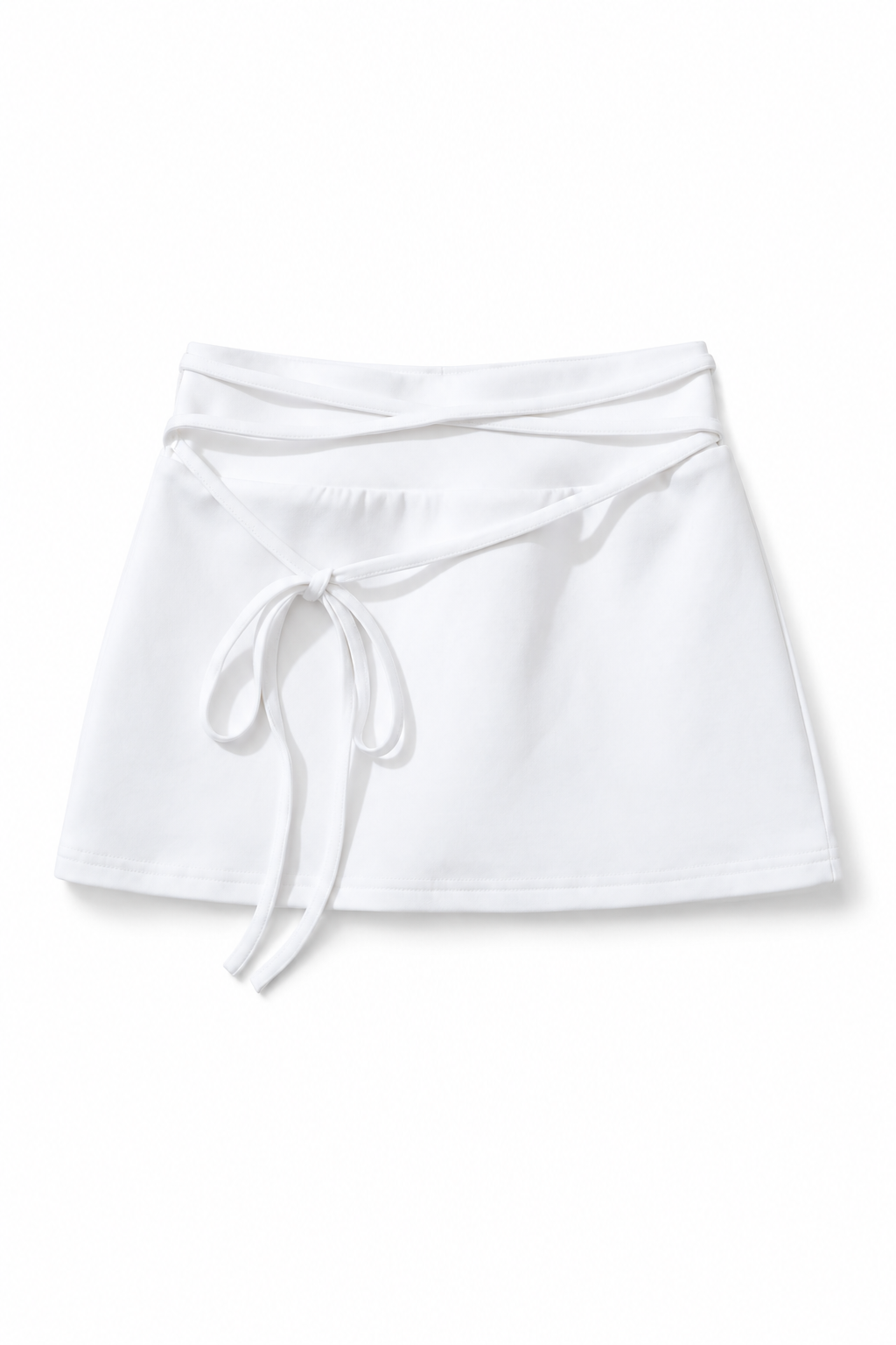 Bellinna Cross-Tie Mini Skirt, White, front product view