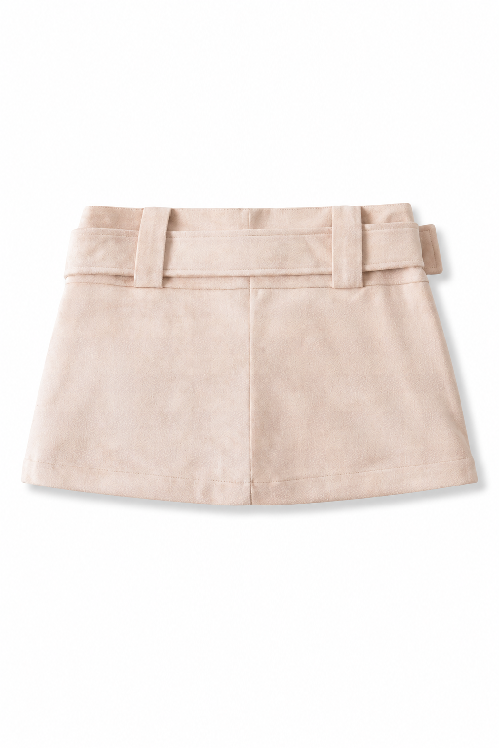 Bellinna Wide-Belt Suede-Look Mini Skirt, Apricot, back product view