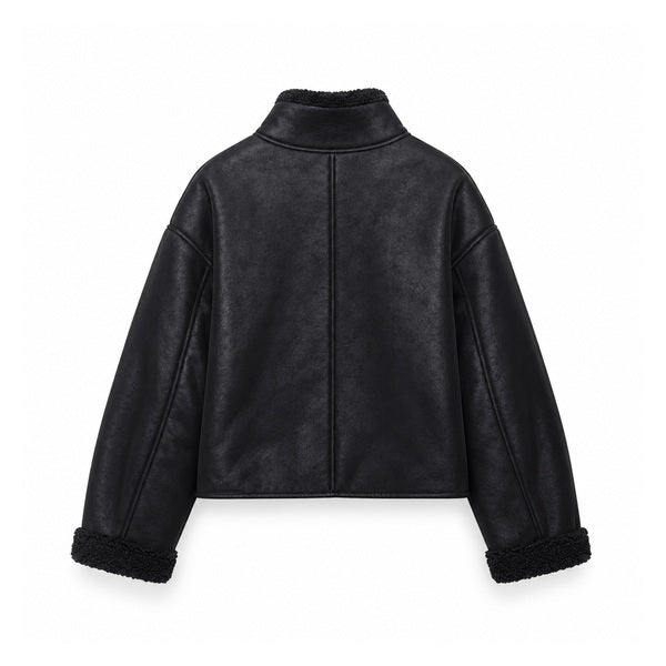 Shearling-Trim Button Jacket - back