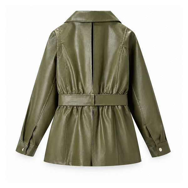 Belted Faux-Leather Utility Jacket - back